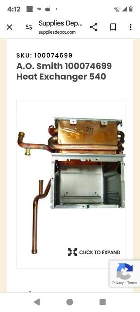 100074699 A. O. Smith Ao Heat Exchanger #100074699