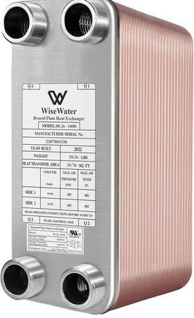 Bl26-100d Ab Wisewater 100 Copper Plate Water To Heat Exchanger 4 Inch X 12