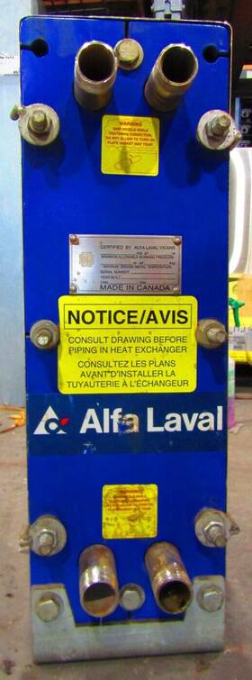 271935.11 Alfa Laval Plate And Frame Heat Exchanger 150 Psi Max At 20 F