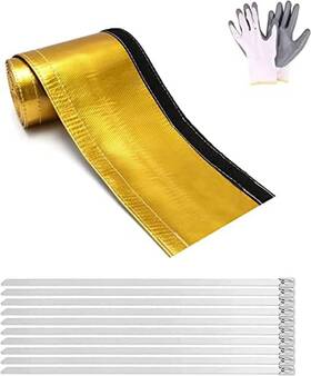 Alioncar 719081645917 Heat Shroud Gold Foil Sleeving Shield Fuel Line Wire Sleeve For Ult