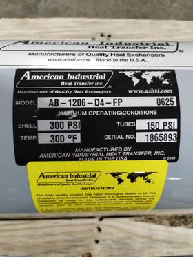 Ab-1206-d4-fp American Industrial Heat Exchanger New