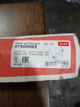 015d0003 Danfoss Tube-in-tube Heat Exchanger He 1