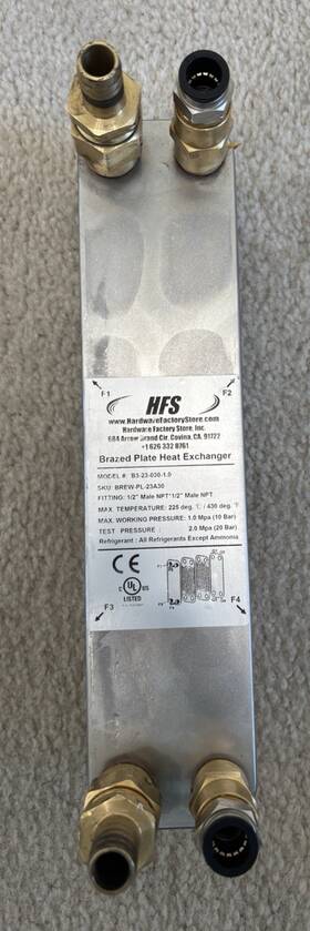 B3-23-030-1.0 Hfs Homebrew Beer Wort Chiller /brazed Plate Heat Exchanger 30 With 1/2 Inch Npt