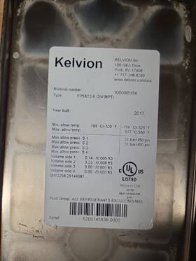 Kelvion Fp5x12-6 Heat Exchanger 5 Inch X 12 Type 3/4 Mpt