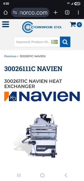 Navien30026111c Navian 30026111c Navien Heat Exchanger