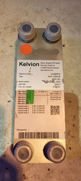 Stainless 100m-20 Kelvion Gns 100m-08 Nickel Brazed Plate Heat Exchanger 16 Bar 61200701 Material