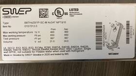 1p-sc-m Swep B8thx20 Heat Exchanger B8thx20/1p-sc-m