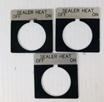 Legend Plate Square Black "sealer Heat Off On" (lot 3). Fixed Price $23.00.