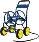 Garden Hose Reel Cart 330FT 5/8" Heavy Duty 4 Wheels Navy Blue. Fixed Price $104.49.